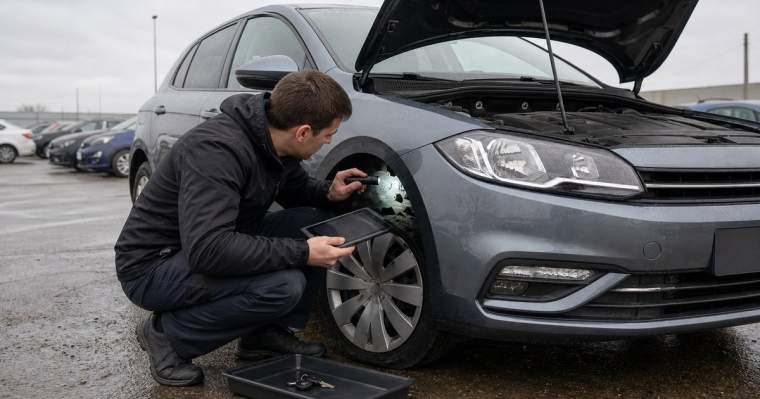 Огляд уживаного автомобіля перед ставкою на торгах у Литві
