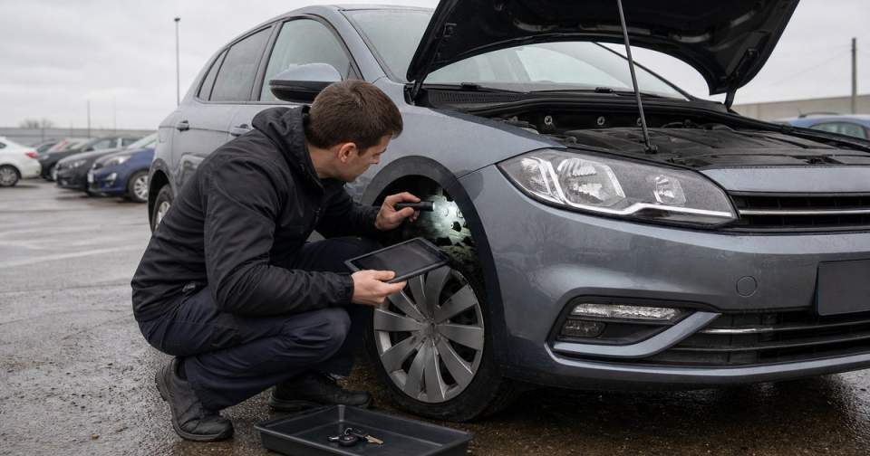 Огляд уживаного автомобіля перед ставкою на торгах у Литві