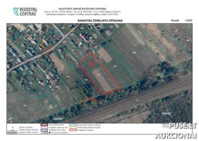 Žemės sklypas Vilniaus rajone Karklėnų kaimo apylinkėse, pradinė kaina 1200 EUR