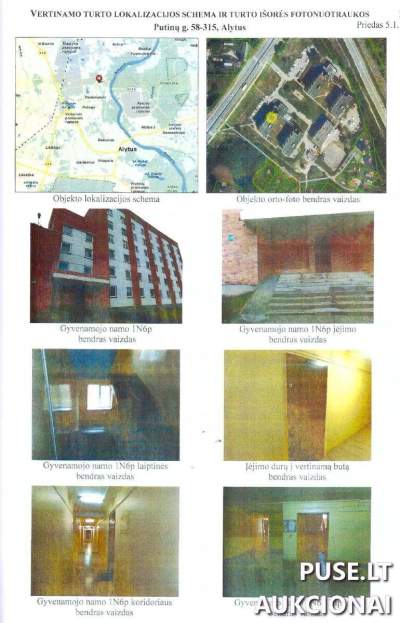 Parduodamas 1 kambario butas Alytuje, Putinų g. 58, pradinė kaina 18080 EUR