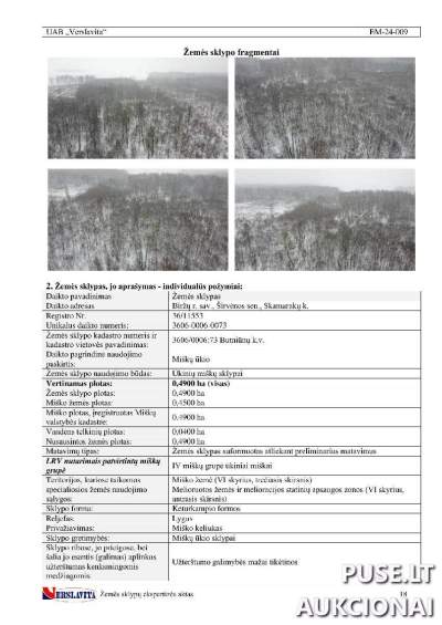 Miškų ūkio paskirties žemės sklypas Biržų rajone, 0.49 ha, pradinė kaina 1200 EUR