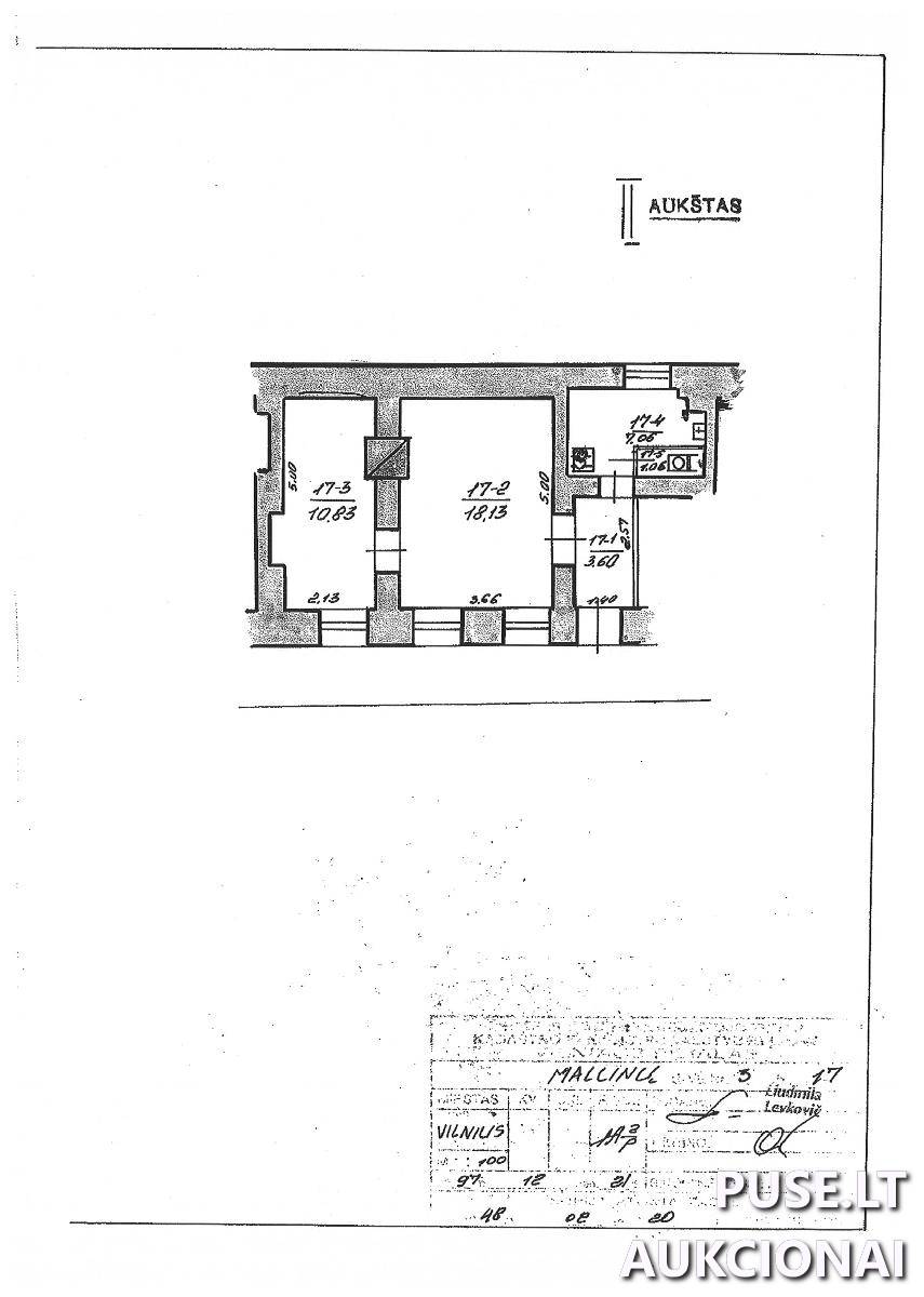 Butas Patalpos/Butai Malūnų g. 3, 01200 Vilnius, Vilniaus m. sav. 1