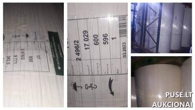 Žaliavinio popieriaus rulonų aukcionas Vilniuje - 18841 kg pradinė kaina 10487 EUR