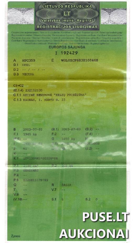 Automobilis Opel Vectra Lengvasis automobilis 1