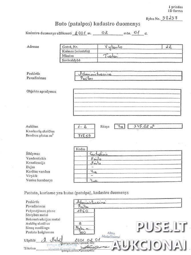 Pašto patalpos pažymėtos R-29 iki R-51, 1-15 iki 1-21, 1-27 iki Patalpos/Butai Vytauto g. 22, 21105 Trakai, Trakų sen., Trakų r. sav. 8