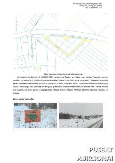 Žemės sklypas Šiaulių rajone 0.8352 ha, pradinė kaina 29360 EUR - Antstolių varžytynės