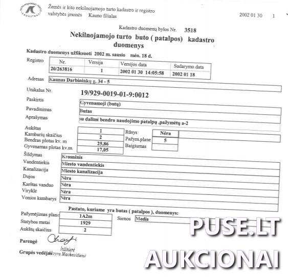 Butas Patalpos/Butai Darbininkų g. 34, 50175 Kaunas, Kauno m. sav. 13