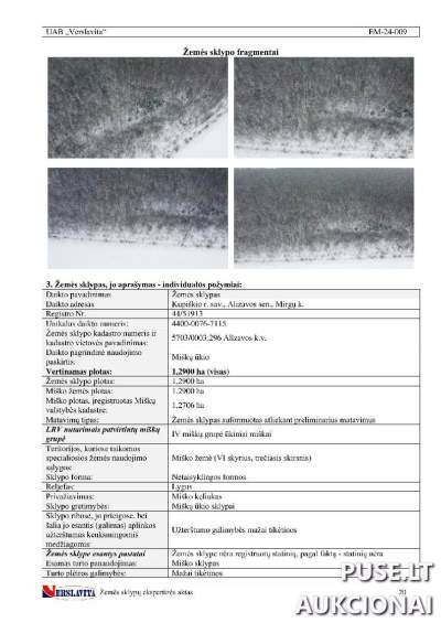 Miškų ūkio paskirties žemės sklypas Kupiškio r., Mirgų k., 1.29 ha, pradinė kaina 2000 EUR