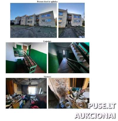 1 kambario butas Babtuose, Nevėžio g. 6A, 25.57 kv.m su rūsiu, pradinė kaina 12000 EUR