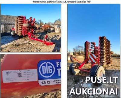 Prikabinamas diskinis skutikas Kverneland 2020 m. Pasvalio r. aukcione 18640 EUR