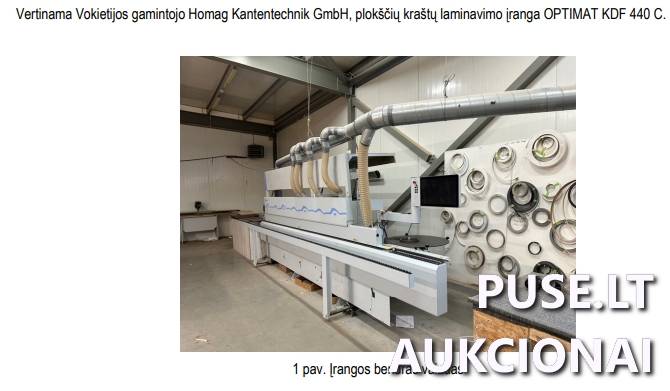 Vokietijos gamintojo Homag Kantentechnik GmbH, plokščių kraštų laminavimo įranga OPTIMAT KDF 440 C. Mašinos ir įrengimai 1