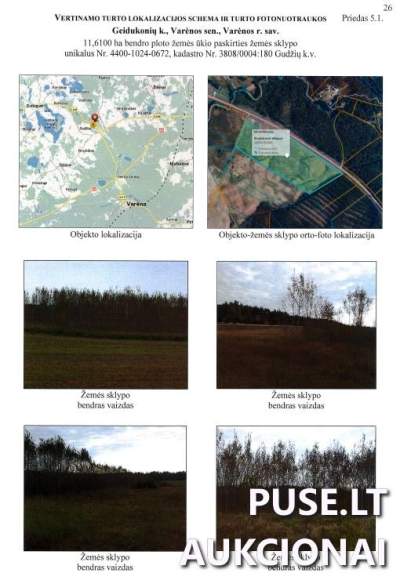 Žemės sklypas Varėnos r. sav. Geidukonių kaime, 1/2 dalis, pradinė kaina 23940 EUR