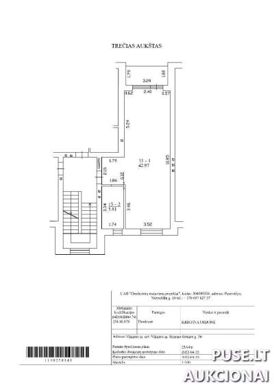 Nekilnojamasis turtas Vilniuje: 85% baigtumo butas Simono Grunau g. 96000 EUR