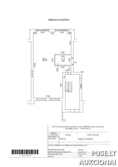 Parduodamas 85 proc. baigtumo butas Vilniuje, Simono Grunau g. 36, pradinė kaina 148000 EUR