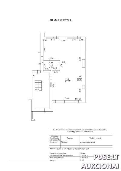Parduodamas 85% baigtumo butas Vilniuje, Simono Grunau g. 36, pradinė kaina 130400 EUR