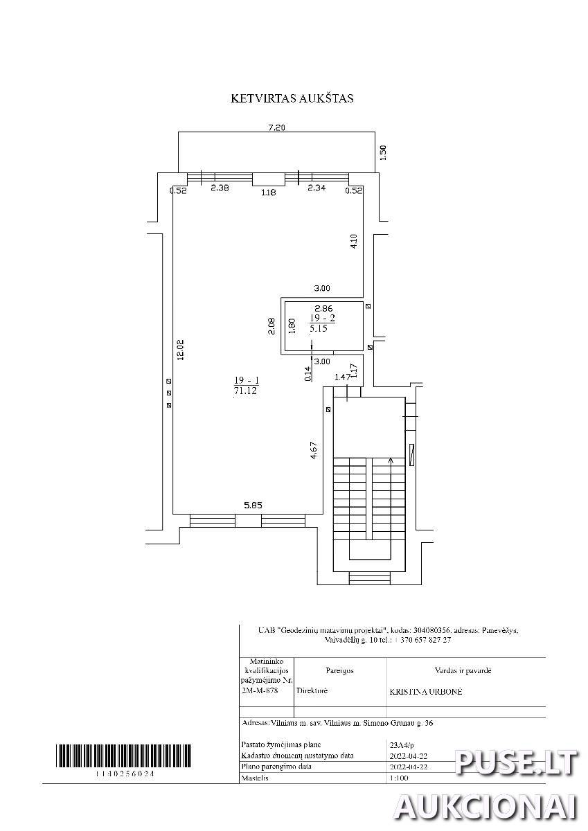 Patalpa (butas) Patalpos/Butai S. Grunau g. 36, 06243 Vilnius, Vilniaus m. sav. 12