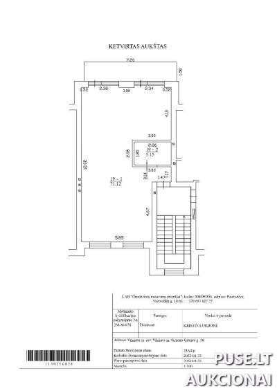 Parduodamos 1/1 dalies patalpos (neįrengtas butas) Vilniuje, S. Grunau g. 36, pradinė kaina 149600 EUR