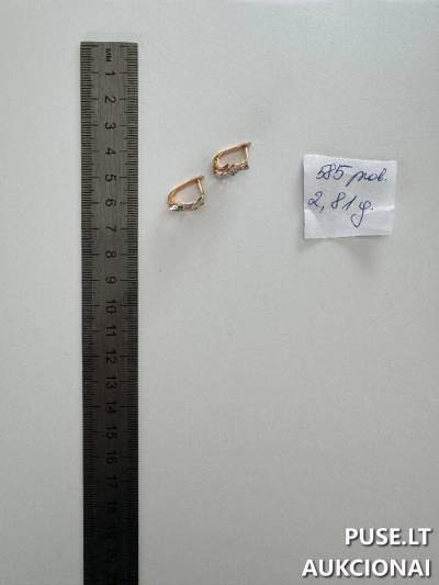 Prabangių 585 prabos auskarų pardavimas aukcione pradinė kaina 66 EUR