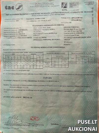 Krovininis automobilis MAN 8.163 (2000 m.) 2618 EUR pradinė kaina Kaišiadorių rajone