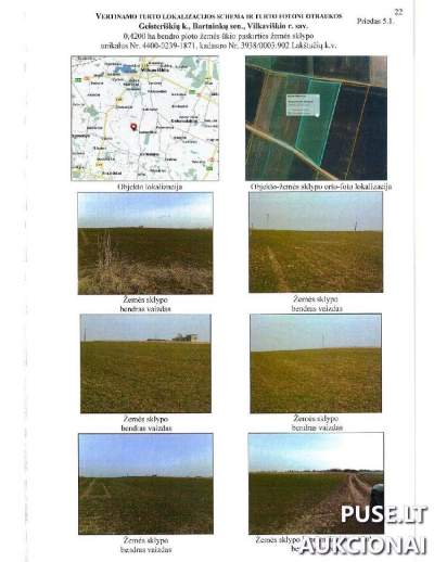 Žemės ūkio paskirties sklypas Vilkaviškio r. Geisteriškių kaime, pradinė kaina 1360 EUR