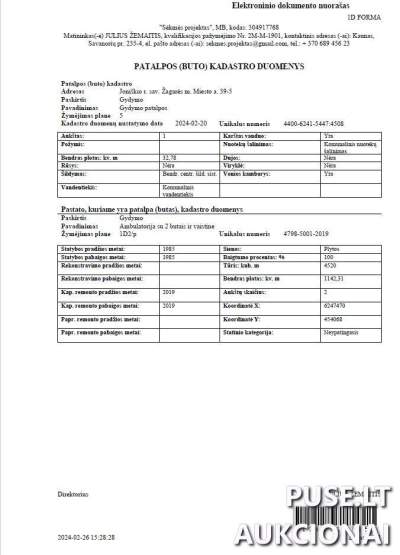 Gydymo patalpos Žagarėje, Miesto a. 39-5, 32 kv.m pradinė kaina 3939 EUR