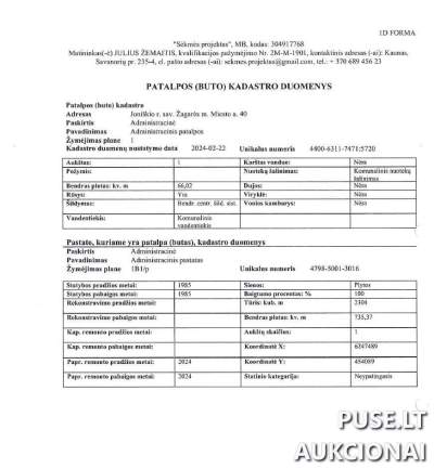 Administracinės patalpos Joniškio r. sav., Žagarėje, Miesto a. 40-1, pradinė kaina 6611 EUR