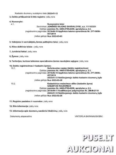 Senas gyvenamasis namas Joniškio rajone, Beržininkų kaime, 705 kv.m. ploto, pradinė kaina 4623 EUR