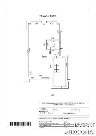 Nekilnojamasis turtas Vilniuje: 1/1 buto dalis Simono Grunau g. 34 su 71/9534 žemės dalimi, pradinė kaina 138960 EUR