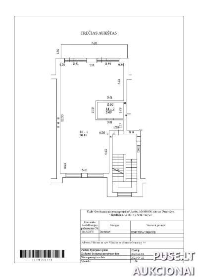 Parduodamas 85 proc. baigtumo butas Vilniuje, Simono Grunau g. 34, pradinė kaina 138640 EUR