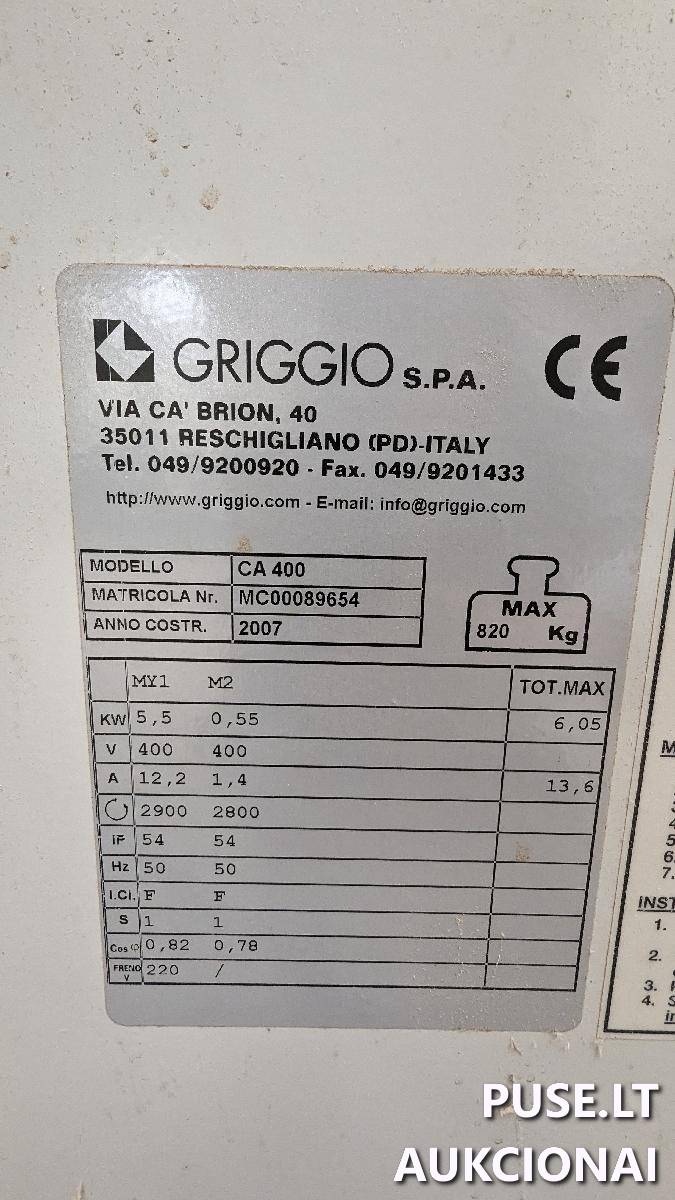 Formatinio pjovimo staklės Griggio, CA-400 CE +2,3m Mašinos ir įrengimai 1