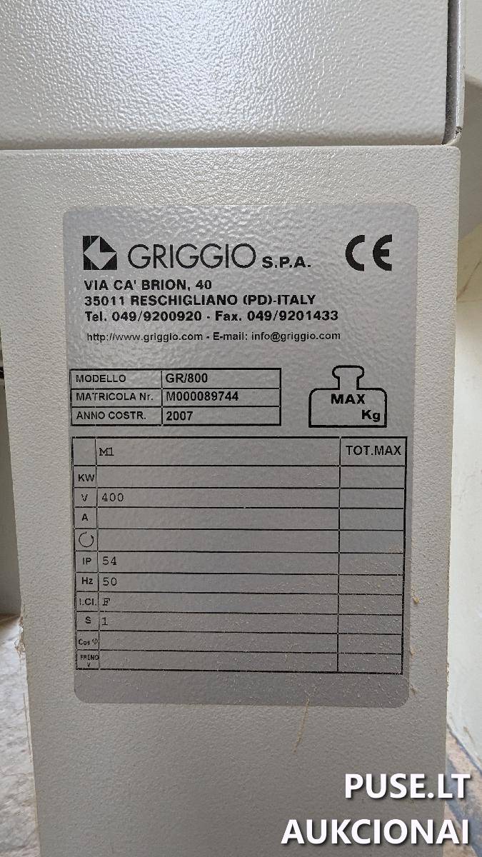 Radijalinės skersinio pjovimo staklės Griggio, GR-800 CE Mašinos ir įrengimai 1
