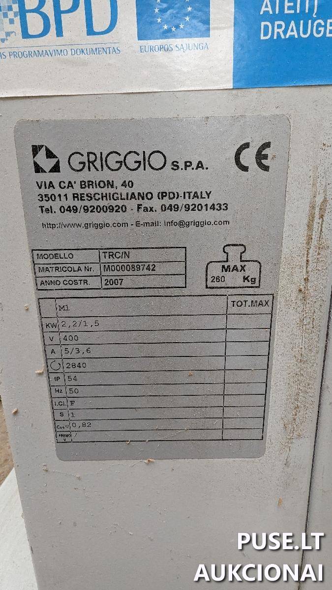 Gręžimo-kaltavimo staklės Griggio, TRC/N Mašinos ir įrengimai 1