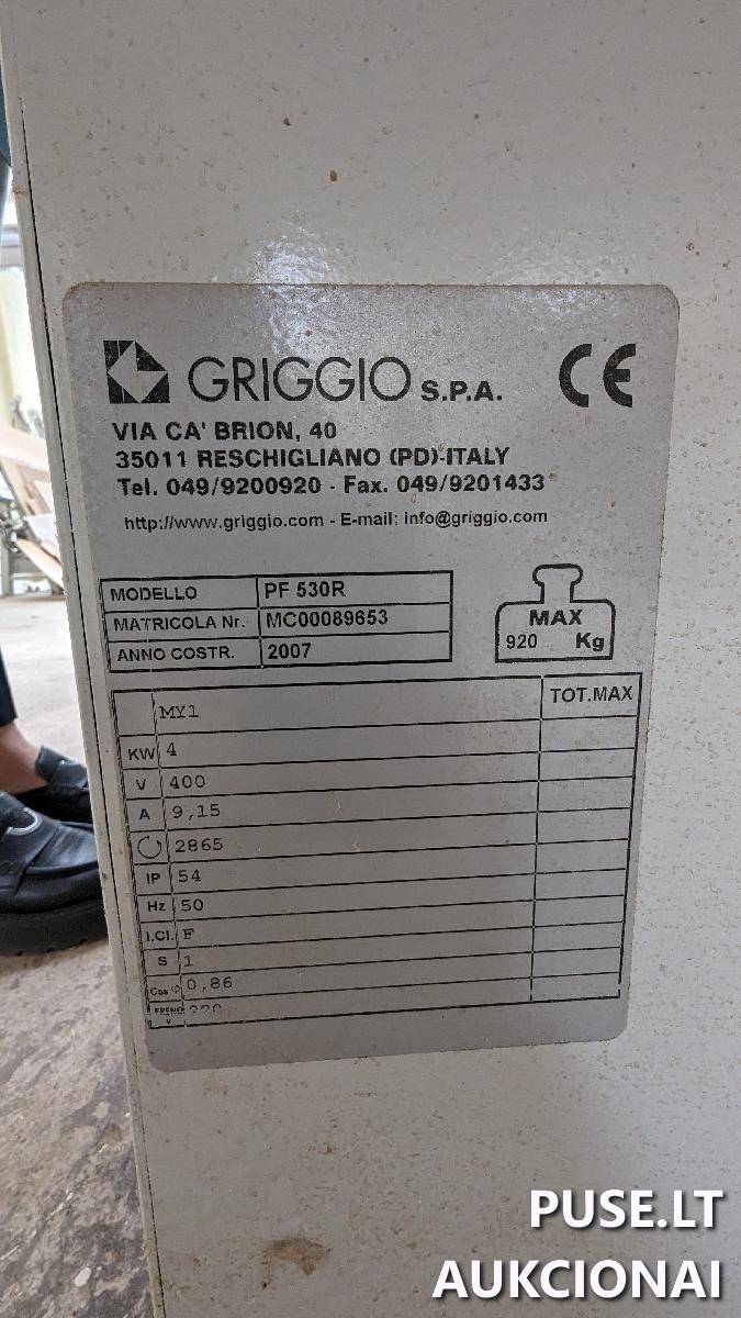 Obliavimo-lyginimo staklės Griggio, PF-530 R CE Mašinos ir įrengimai 1