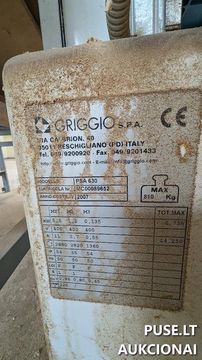 Reismusinės obliavimo staklės Griggio, PSA-630 CE Mašinos ir įrengimai 1