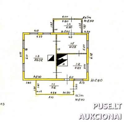 Parduodamas gyvenamasis namas su 0.36 ha sklypu Rakų kaime, Varėnos r., pradinė kaina 5800 EUR