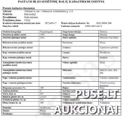 Žemės ūkio paskirties sklypas Vilniuje, Grūšiakalnio g. 113, pradinė kaina 156000 EUR