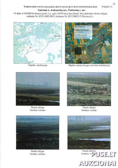 1/9 dalis žemės ūkio sklypo Šalčininkų rajone, Stačionių kaime, pradinė kaina 3960 EUR