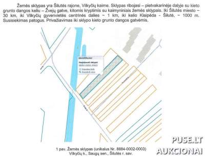 Žemės ūkio naudmenų sklypas Šilutės r. Vilkyčių kaimas – 480 EUR