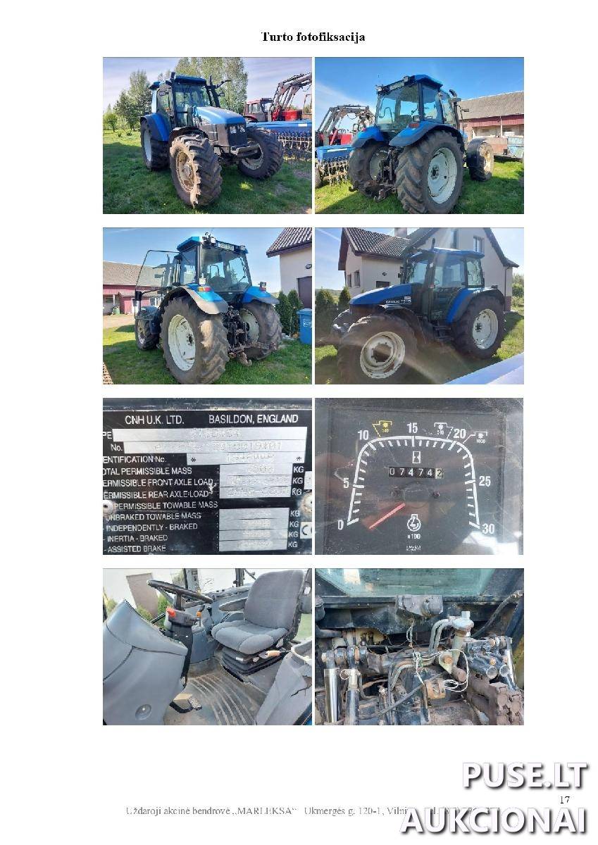 Traktoriaus New Holland, TS115, gamybos metai 2002 Traktoriai, savaeigės mašinos, priekabos, puspriekabės 1