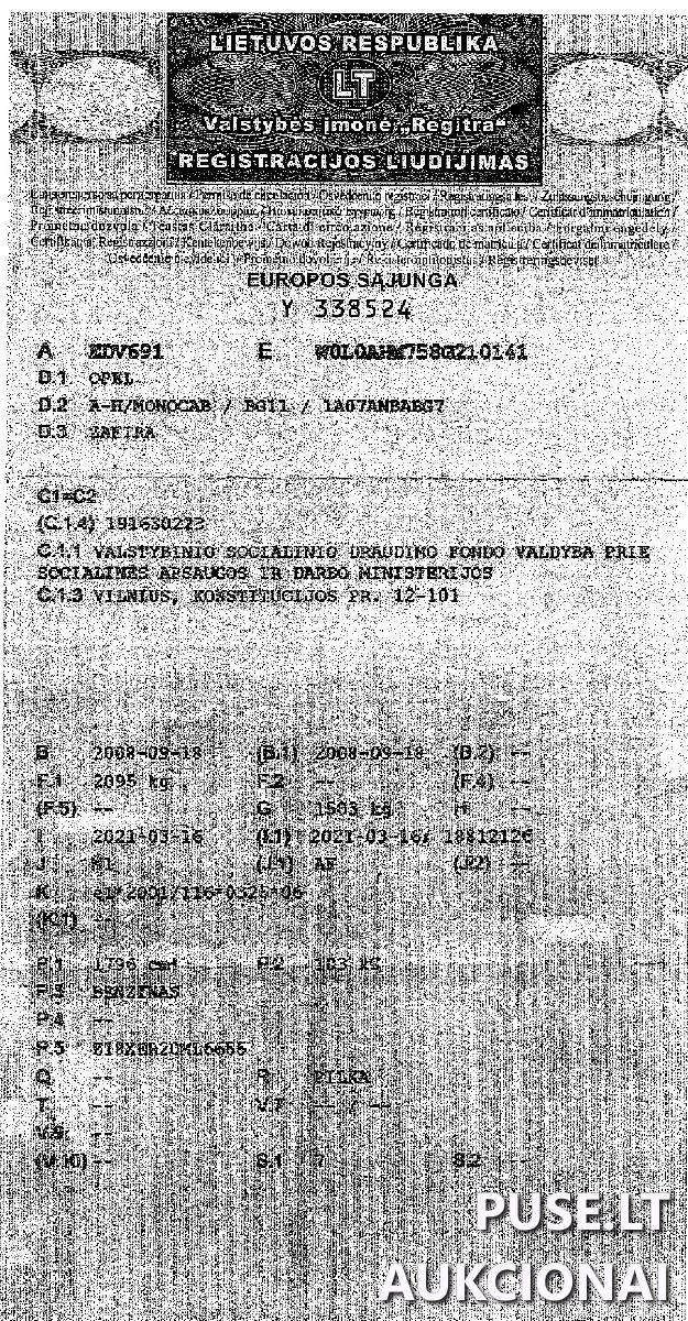 Opel Zafira  V/Nr. EDV691 Lengvasis automobilis 1