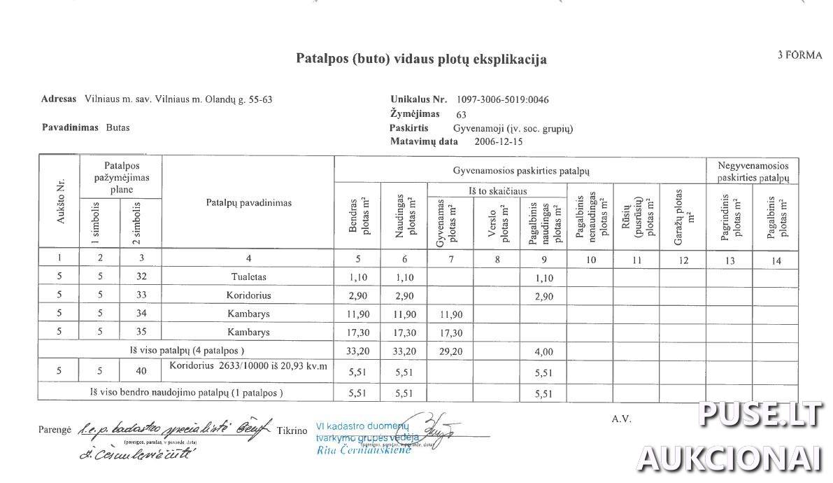 Butas Patalpos/Butai Olandų g. 55, 01207 Vilnius, Vilniaus m. sav. 1