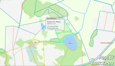 Žemės sklypas Utenos r. sav., Viešeikių k. prie Raistinio ežero, 1/2 dalis, pradinė kaina 3200 EUR