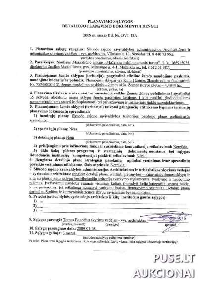 Žemės ūkio sklypas Skuodo mieste prie tvenkinio 26100 EUR