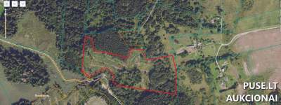 Parduodamas 2.10 ha žemės sklypas Vilniaus r. sav. Andrioniškių k. su 1.50 ha miško, pradinė kaina 5600 EUR
