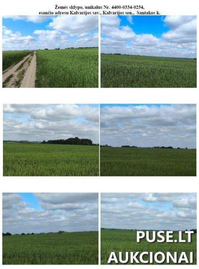 Žemės ūkio paskirties sklypas Kalvarijos savivaldybėje, Santakos kaime, 2.21 ha, pradinė kaina 8240 EUR