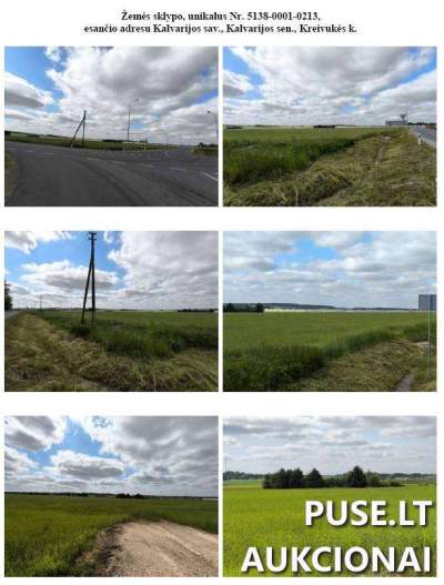Parduodamas 2.34 ha žemės ūkio sklypas Kalvarijos sav., Kreivukės k. pradinė kaina 20320 EUR
