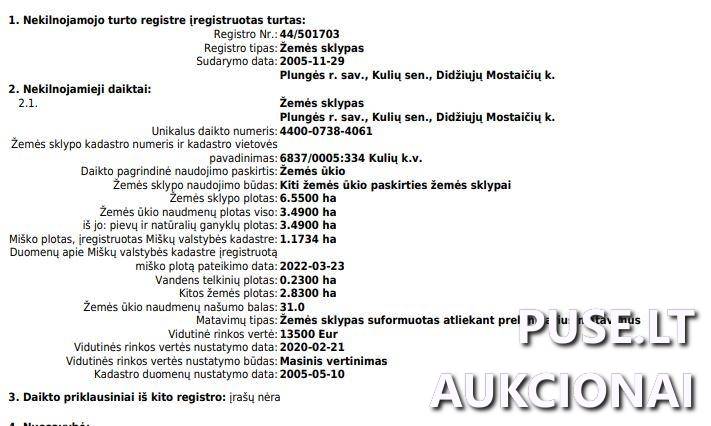 Žemės sklypas Sklypai Didieji Mostaičiai, Kulių sen., Plungės r. sav. 1