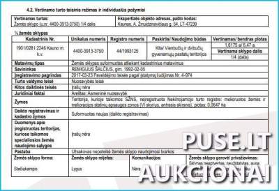 Žemės sklypo 1/4 dalis Kaune, A. Žmuidzinavičiaus g. 54, 7200 EUR pradinė kaina, gyvenamoji teritorija