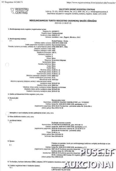 Pigūs 33.80 kv.m. 1922 m. statybos buto pardavimas Joniškio r. Žagarėje nuo 2410 EUR