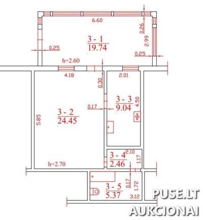 Butas Ukmergės rajone, Jasiuliškio kaime, Dvaro g. 5, 61 kv.m, pradinė kaina 10530 EUR